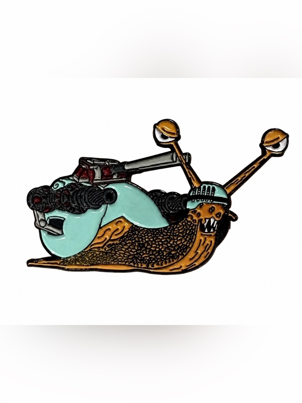 Rocket Snail Enamel Lapel Pin Sci-Fi Weaponized Monster Slug Double Post Fantasy